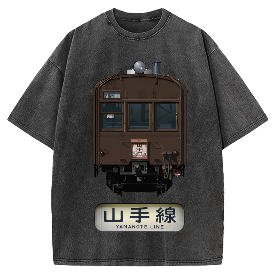 Japan Yamanote Line Train Retro Vintage Washed T-shirt