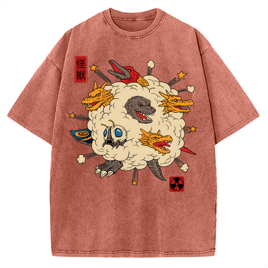 Tokyo-Assassin Monster Fight Vintage Washed T-shirt