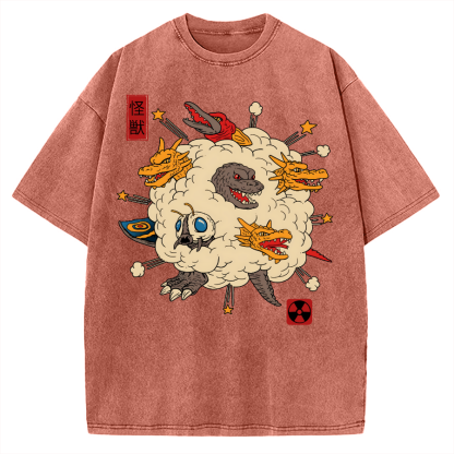 Tokyo-Assassin Monster Fight Vintage Washed T-shirt