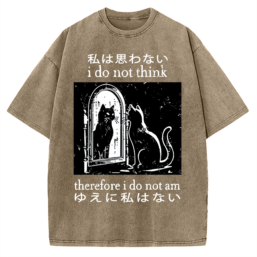 Thinking Cat Vintage Washed T-shirt