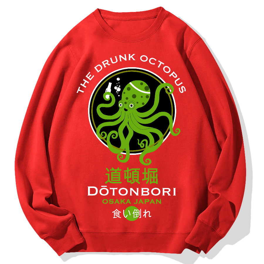 Dotonbori Octopus(Green) Geek Cotton Sweatshirt