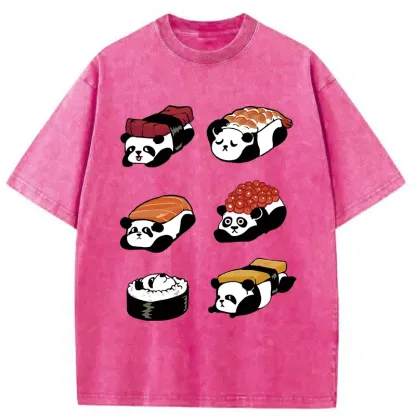 Tokyo-Assassin Panda Sushi Washed T-Shirt-Tokyo-Assassin