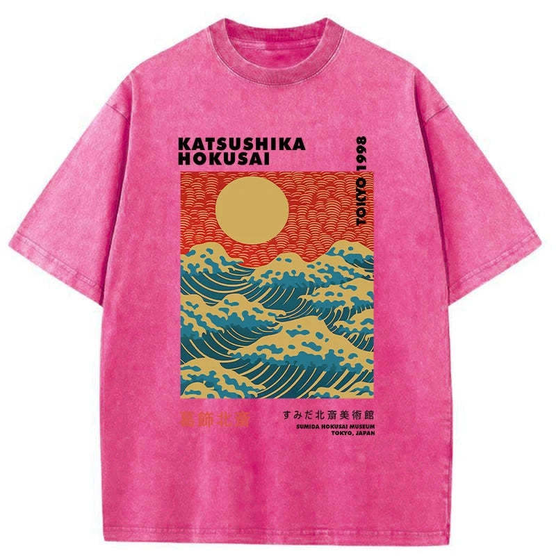 Tokyo-Assassin Katsushika Hokusai Washed T-Shirt-Tokyo-Assassin