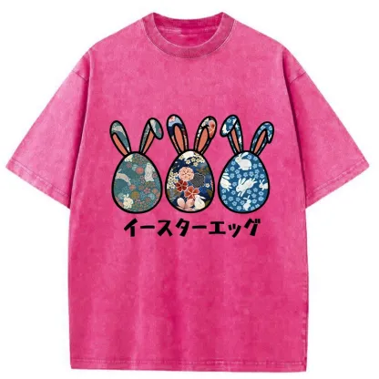 Tokyo-Assassin Cute Easter Egg Washed T-Shirt-Tokyo-Assassin