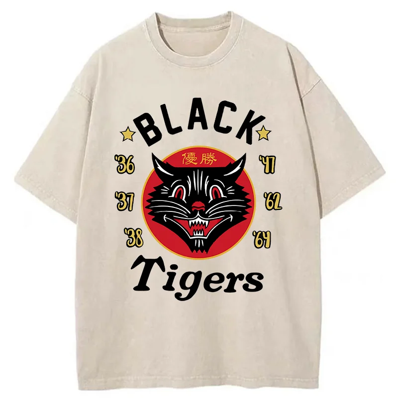 Tokyo-Assassin Japanese Black Tigers Washed T-Shirt-Tokyo-Assassin