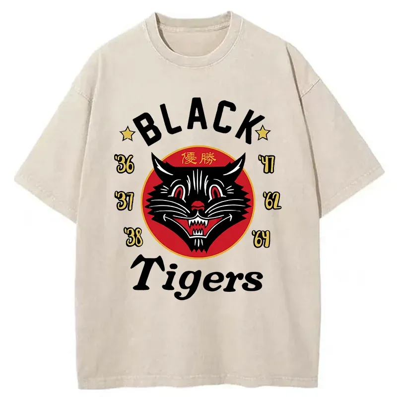 Tokyo-Assassin Japanese Black Tigers Washed T-Shirt-Tokyo-Assassin