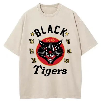 Tokyo-Assassin Japanese Black Tigers Washed T-Shirt-Tokyo-Assassin