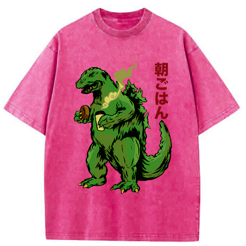 Tokyo-Assassin Monsters Eating Breakfast Washed T-Shirt-Tokyo Assassin