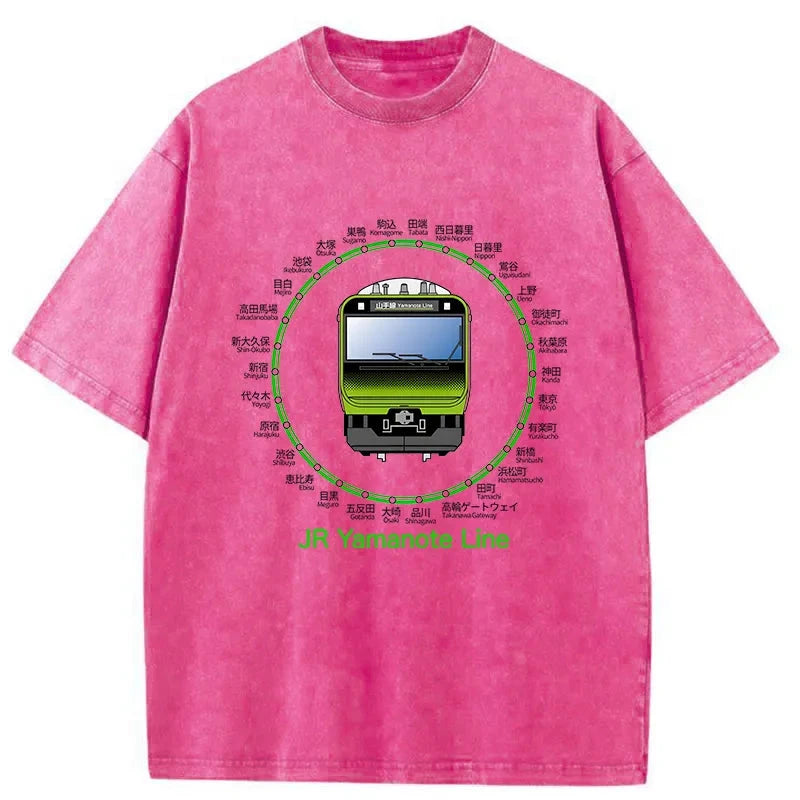 Tokyo-Assassin JR Yamanote Line Train Washed T-Shirt-Tokyo Assassin