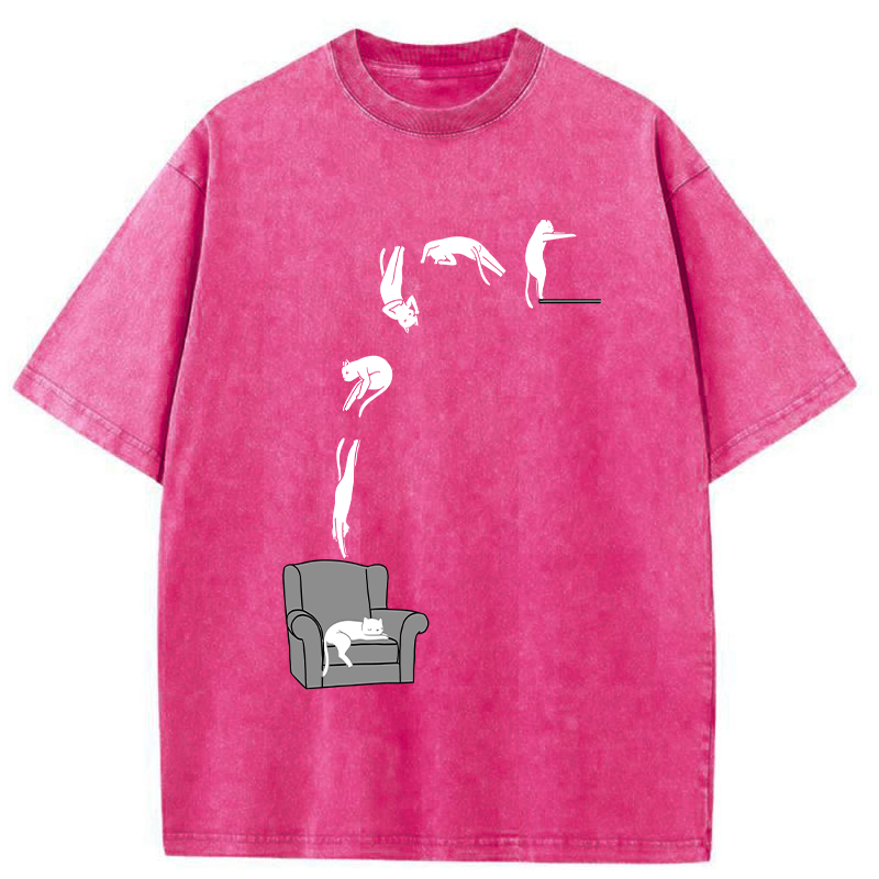 Tokyo-Assassin Diving Details Cat Washed T-Shirt-Tokyo-Assassin