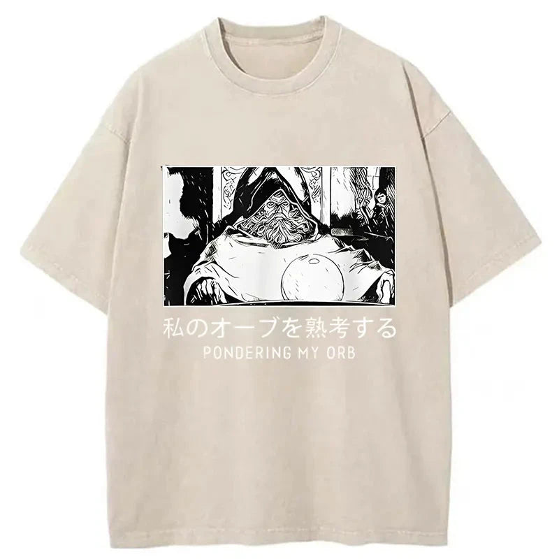 Tokyo-Assassin A Wizard Thinking Japanese Washed T-Shirt-Tokyo-Assassin