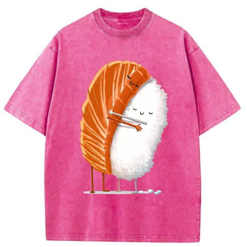 Tokyo-Assassin Sushi Hug Japan Washed T-Shirt-Tokyo-Assassin