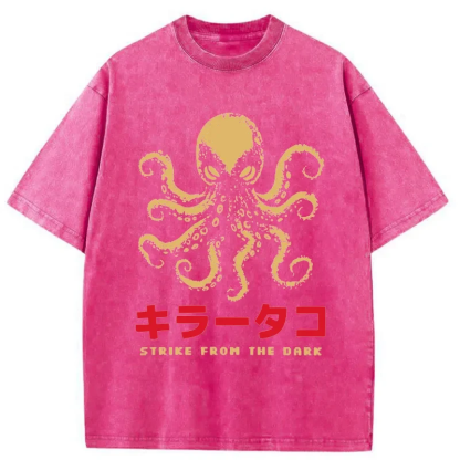 Tokyo-Assassin Japanese Killer Octopus Washed T-Shirt-Tokyo-Assassin