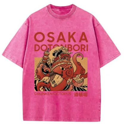 Tokyo-Assassin Osaka Octopus Monster Washed T-Shirt-Tokyo-Assassin