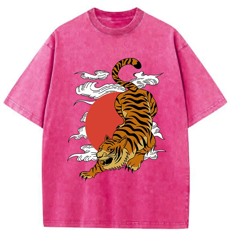 Tokyo-Assassin Japanese Fierce Tiger Washed T-Shirt-Tokyo-Assassin