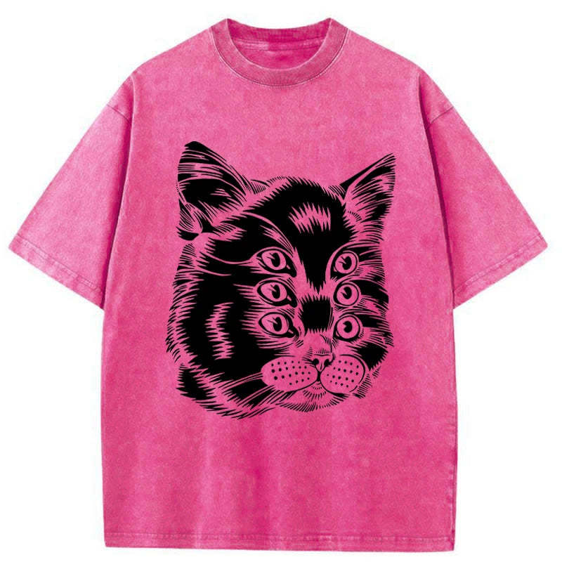 Tokyo-Assassin Six-eyed Cat Japan Washed T-Shirt-Tokyo-Assassin