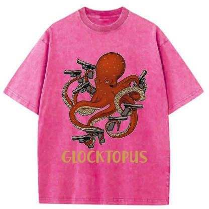 Tokyo-Assassin Octopus Omnidirectional Pistol Washed T-Shirt-Tokyo Assassin