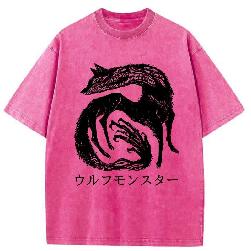 Tokyo-Assassin Wolf Monster Washed T-Shirt-Tokyo-Assassin