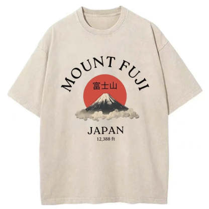 Tokyo-Assassin Japan Mount Fuji Sun Unisex Washed T-Shirt-Tokyo-Assassin