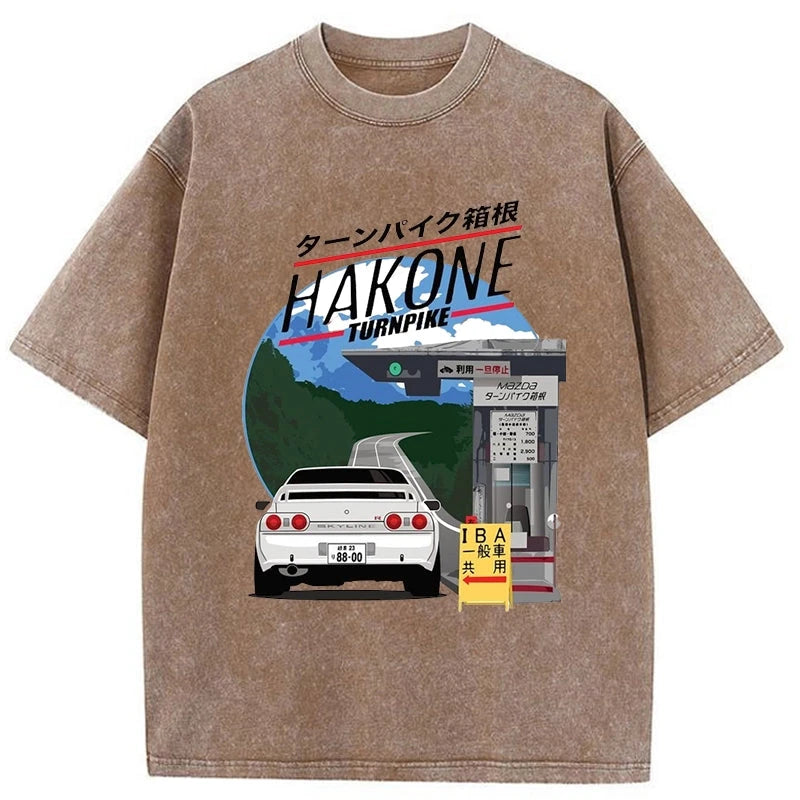 Tokyo-Assassin Hakone Nissan Skyline R32 JDM Washed T-Shirt-Tokyo-Assassin