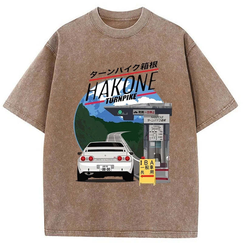 Tokyo-Assassin Hakone Nissan Skyline R32 JDM Washed T-Shirt-Tokyo-Assassin
