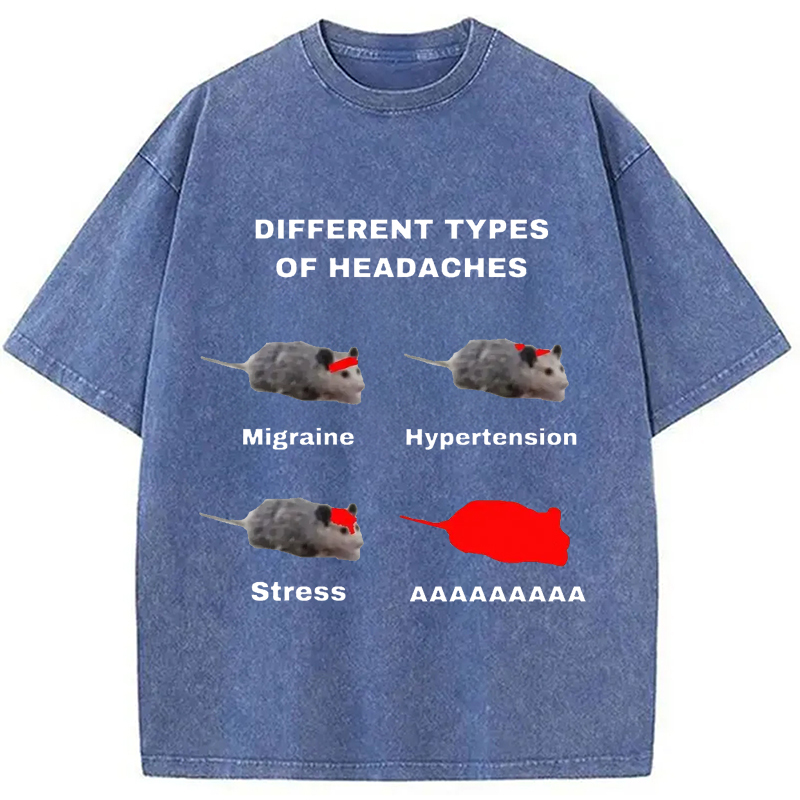 Tokyo-Assassin Different Types Of Headaches Washed T-Shirt-Tokyo Assassin