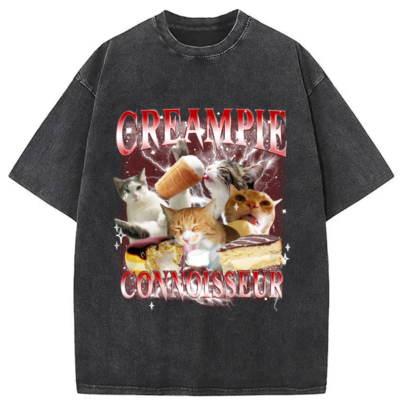 Tokyo-Assassin Funny Creampie Connoisseur Meme Washed T-Shirt-Tokyo-Assassin
