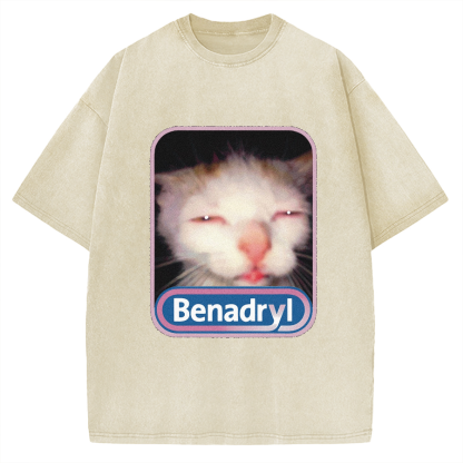 Benadryl Cat Meme Vintage Washed T-shirt