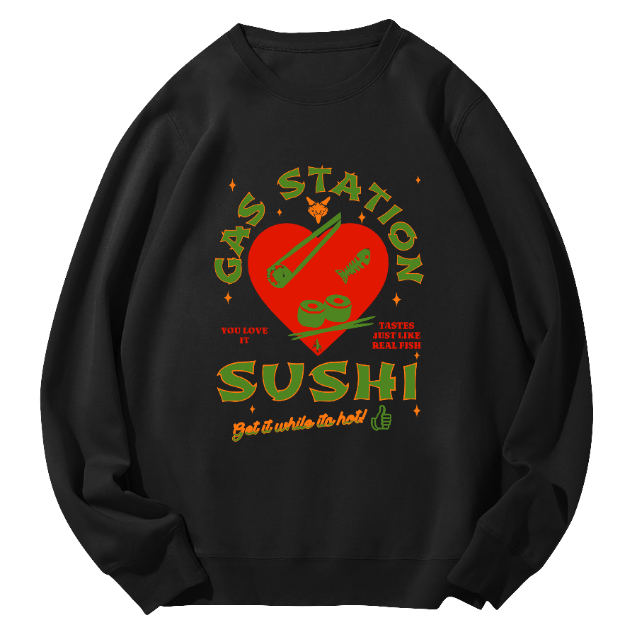 I like Sushi, Japanese Style Round Neck Sweatshirt-Zazasy