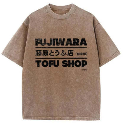 Tokyo-Assassin Fujiwara Tofu Shop Washed T-Shirt-Tokyo-Assassin