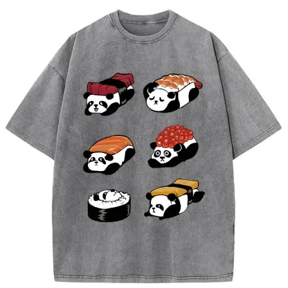 Tokyo-Assassin Panda Sushi Washed T-Shirt-Tokyo-Assassin