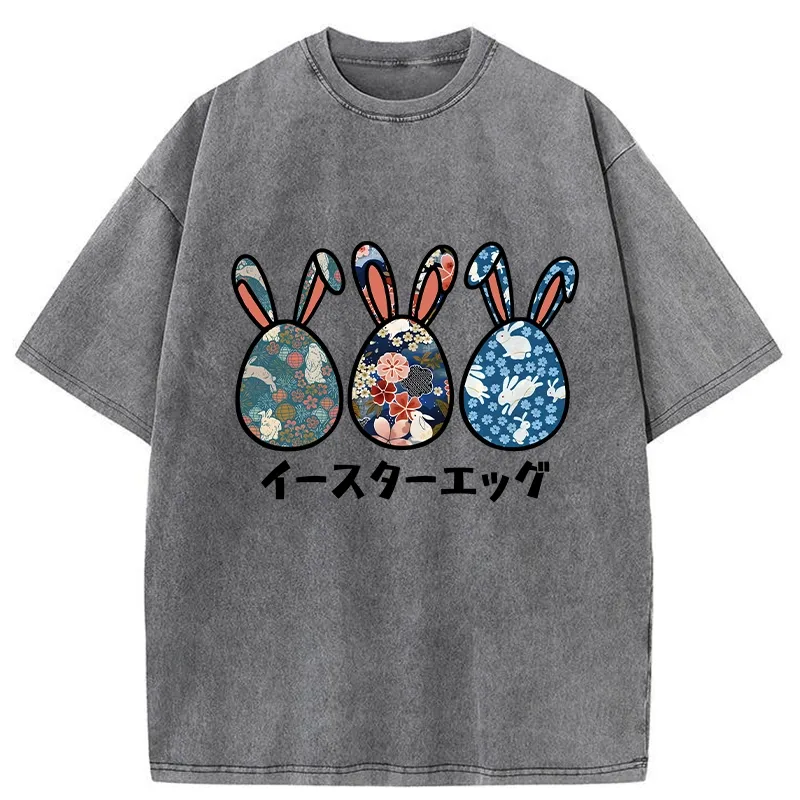 Tokyo-Assassin Cute Easter Egg Washed T-Shirt-Tokyo-Assassin
