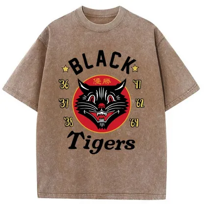 Tokyo-Assassin Japanese Black Tigers Washed T-Shirt-Tokyo-Assassin