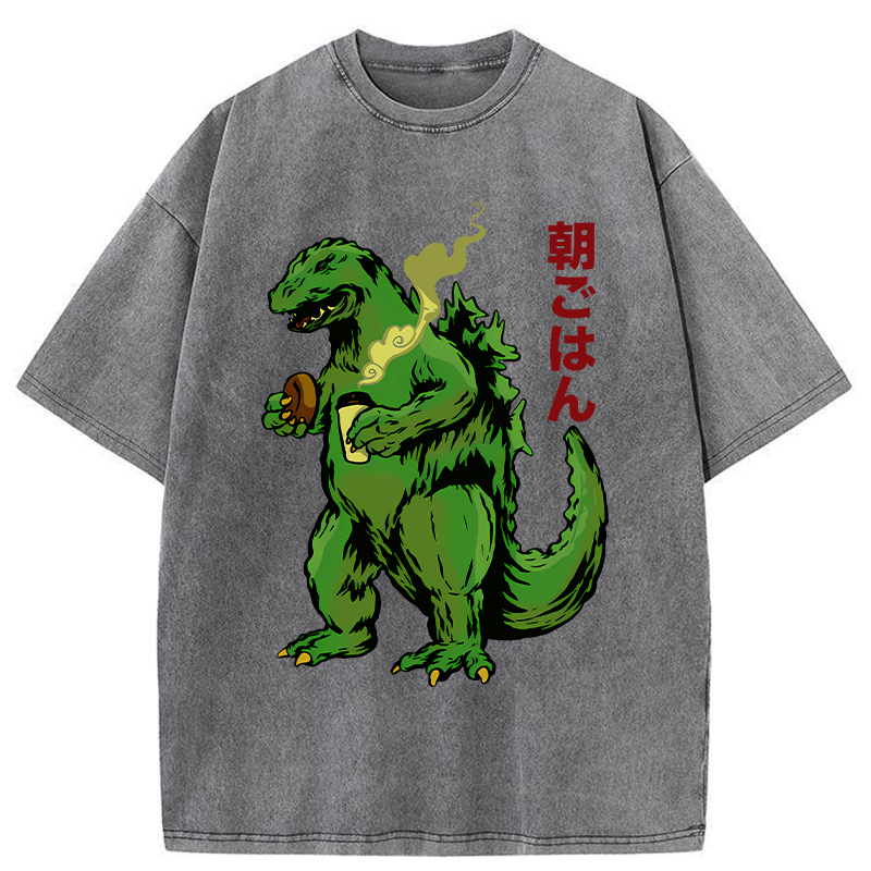 Tokyo-Assassin Monsters Eating Breakfast Washed T-Shirt-Tokyo Assassin