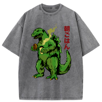 Tokyo-Assassin Monsters Eating Breakfast Washed T-Shirt-Tokyo Assassin