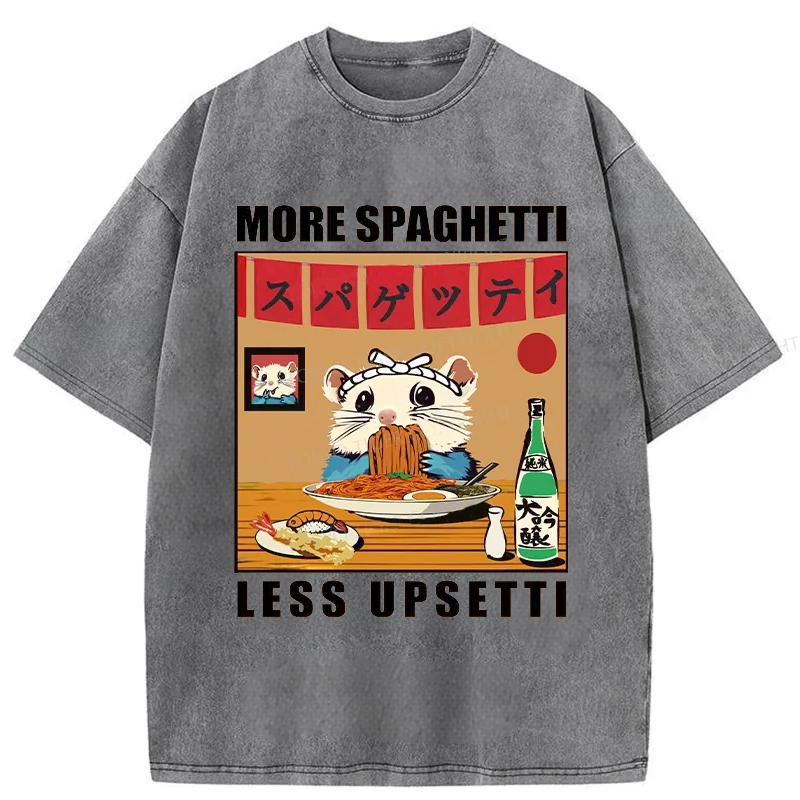 Tokyo-Assassin More Spaghetti Less Upsetti Hamster Washed T-Shirt-Tokyo-Assassin