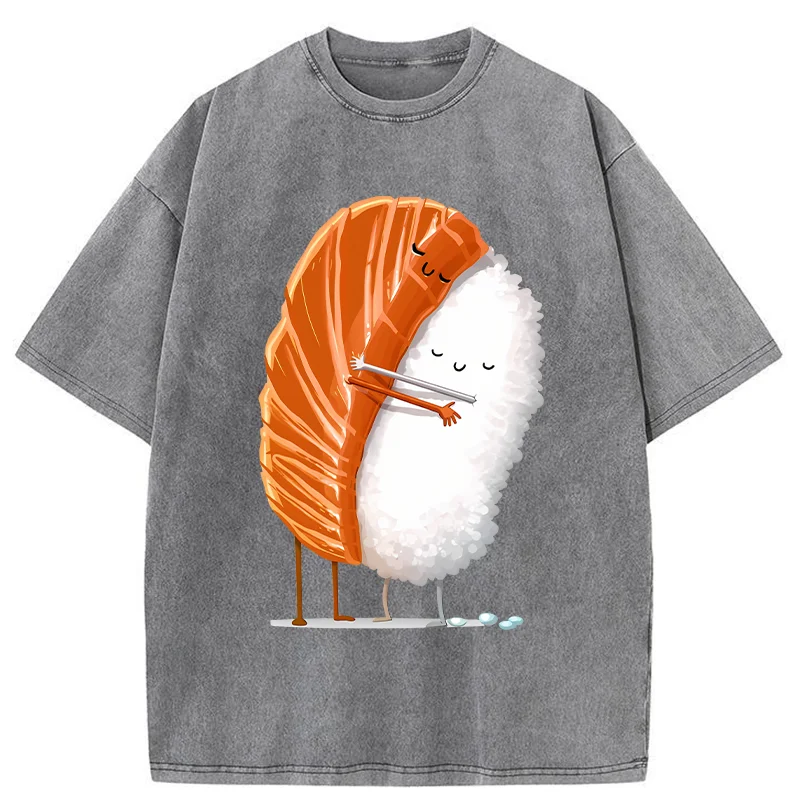 Tokyo-Assassin Sushi Hug Japan Washed T-Shirt-Tokyo-Assassin