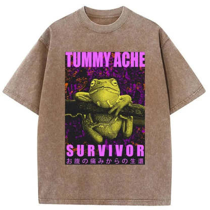 Tokyo-Assassin A Frog With Stomachache Washed T-Shirt-Tokyo Assassin