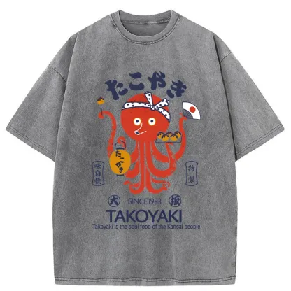 Tokyo-Assassin Delicious Takoyaki Washed T-Shirt-Tokyo Assassin