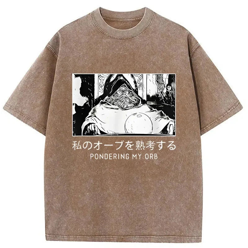 Tokyo-Assassin A Wizard Thinking Japanese Washed T-Shirt-Tokyo-Assassin