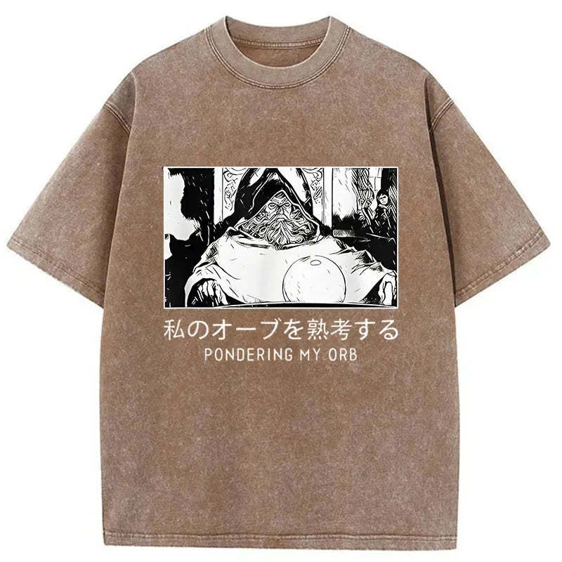 Tokyo-Assassin A Wizard Thinking Japanese Washed T-Shirt-Tokyo-Assassin