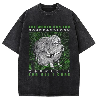 Tokyo-Assassin World Can End For All I Care Washed T-Shirt-Tokyo-Assassin