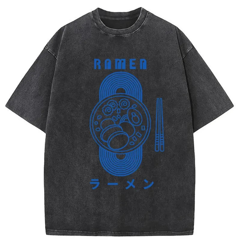 Tokyo-Assassin A Bowl Of Ramen Washed T-Shirt-Tokyo-Assassin