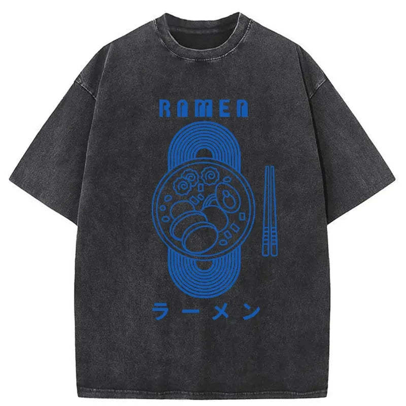 Tokyo-Assassin A Bowl Of Ramen Washed T-Shirt-Tokyo-Assassin