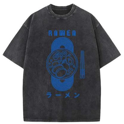 Tokyo-Assassin A Bowl Of Ramen Washed T-Shirt-Tokyo-Assassin