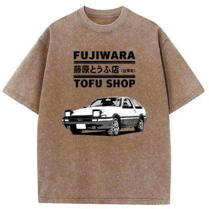 Tokyo-Assassin Fujiwara Tofu Shop Japan Washed T-Shirt-Tokyo Assassin