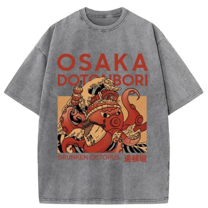 Tokyo-Assassin Osaka Octopus Monster Washed T-Shirt-Tokyo-Assassin
