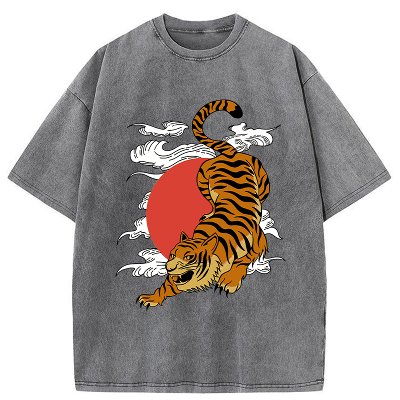 Tokyo-Assassin Japanese Fierce Tiger Washed T-Shirt-Tokyo-Assassin