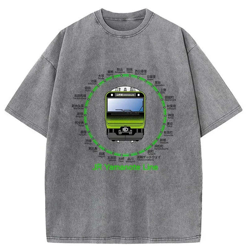Tokyo-Assassin JR Yamanote Line Train Washed T-Shirt-Tokyo Assassin