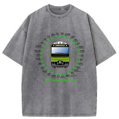 Tokyo-Assassin JR Yamanote Line Train Washed T-Shirt-Tokyo Assassin